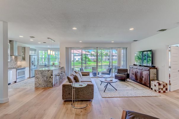 Interior, Kitchen, Living room, Pendant Lights, Recessed Lighting, Wood Texture Flooring