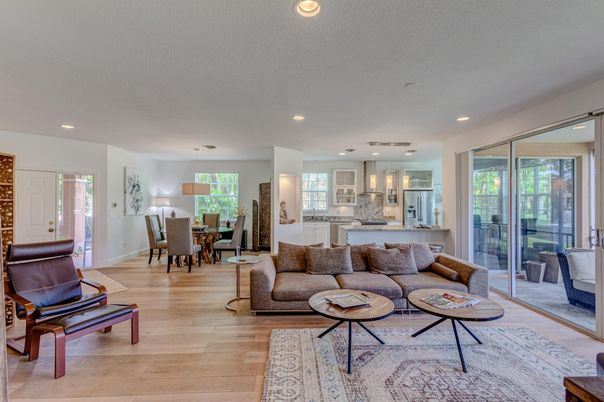 Dining room, Interior, Kitchen, Living room, Pendant Lights, Recessed Lighting, Wood Texture Flooring