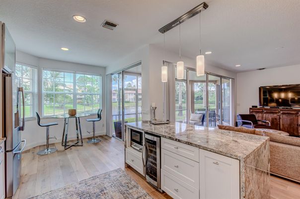Interior, Kitchen, Pendant Lights, Recessed Lighting, Wood Texture Flooring