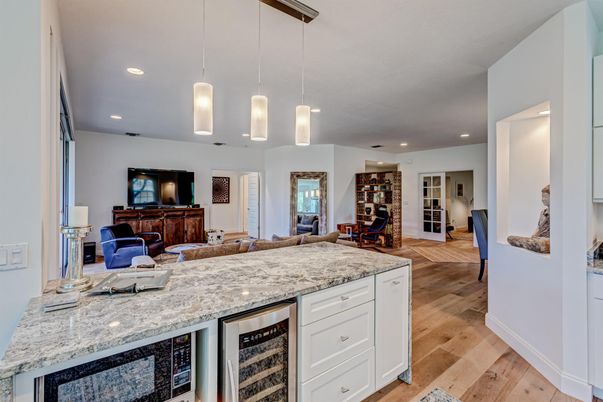 Interior, Living room, Pendant Lights, Recessed Lighting, Wood Texture Flooring