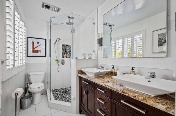 Bathroom, Dual Sink Vanities, Glass Shower, Interior
