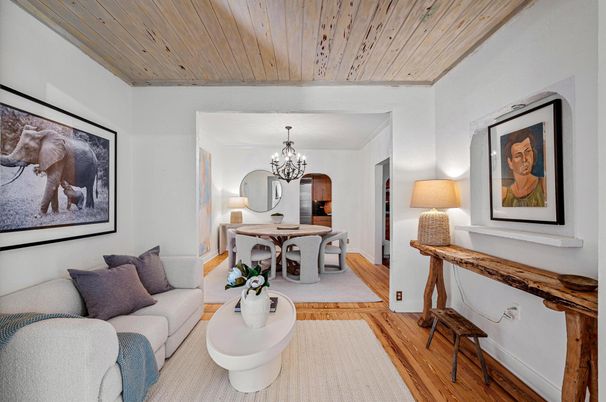 Chandelier, Dining room, Interior, Living room, Wooden Ceilings, Wood Texture Flooring