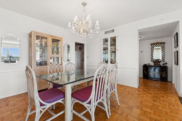 Chandelier, Dining room, Interior, Wood Texture Flooring
