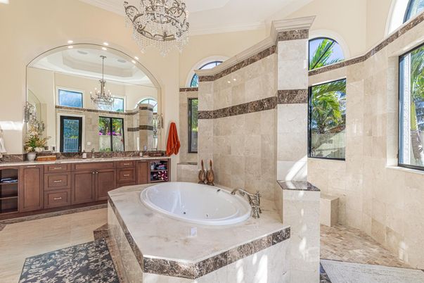 Bathroom, Chandelier, Interior, Recessed Lighting