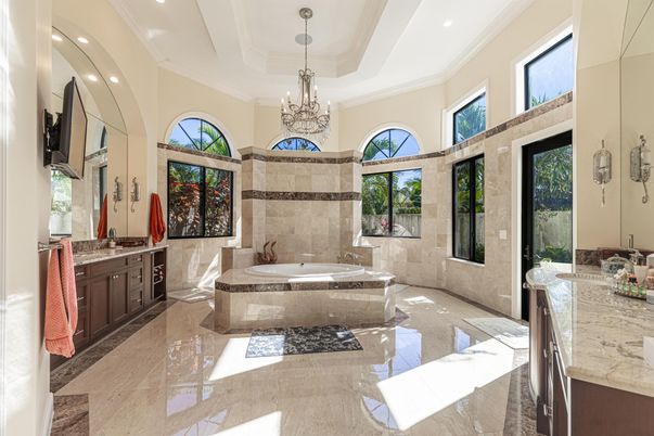 Bathroom, Chandelier, Interior, Recessed Lighting