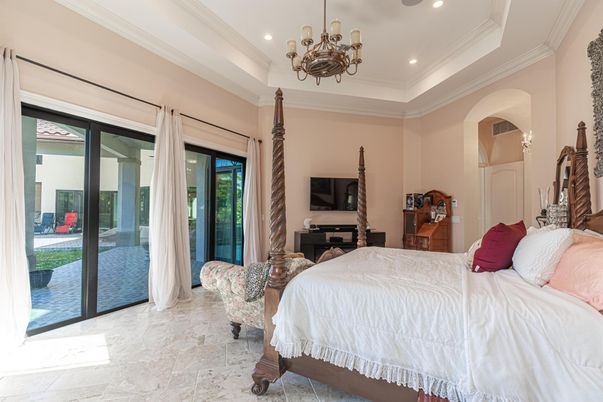 Bedroom, Chandelier, Interior, Recessed Lighting