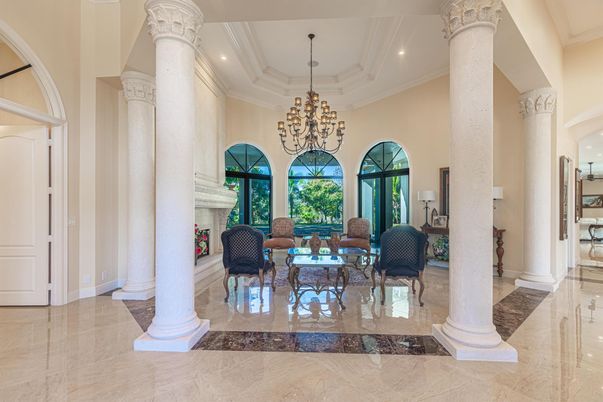 Chandelier, Fireplace, Interior, Living room, Recessed Lighting