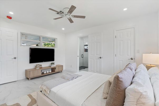 Bedroom, Interior, Marble, Recessed Lighting