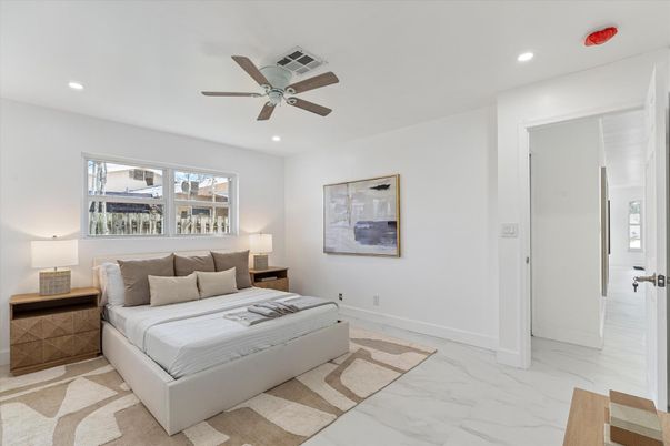 Bedroom, Interior, Marble, Recessed Lighting