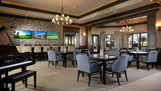 Chandelier, Dining room, Interior, Piano, Recessed Lighting, Stone Walls