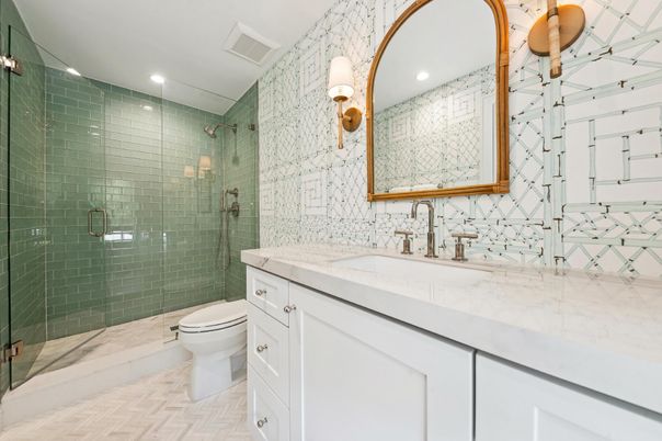 Bathroom, Glass Shower, Interior, Recessed Lighting