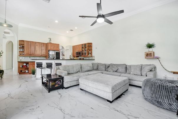 Interior, Kitchen, Living room, Marble, Pendant Lights, Recessed Lighting