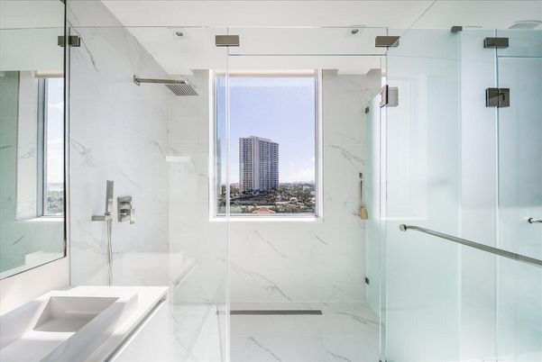 Bathroom, Glass Shower, Interior, Marble, Marble Walls
