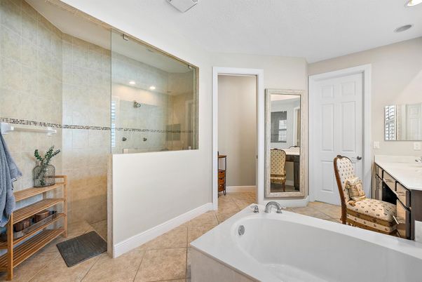 Bathroom, Glass Shower, Interior, Recessed Lighting
