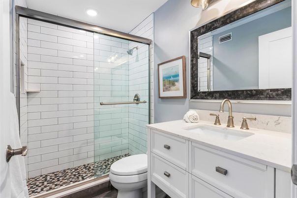 Bathroom, Glass Shower, Interior, Recessed Lighting