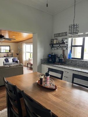 Dining room, Interior, Living room, Pendant Lights, Wooden Ceilings, Wood Texture Flooring