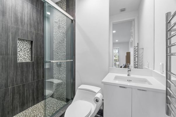 Bathroom, Glass Shower, Interior, Recessed Lighting