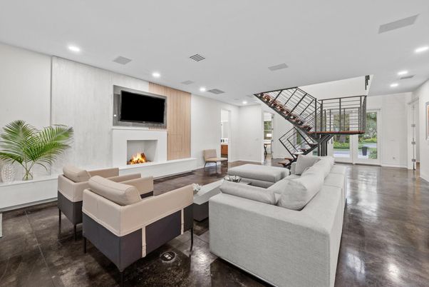 Fireplace, Interior, Living room, Recessed Lighting