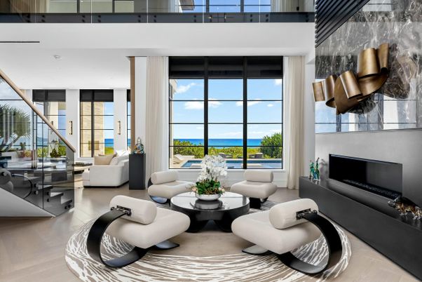 Dining room, Interior, Kitchen, Pendant Lights, Stainless Steel Appliances, Water, Wood Texture Flooring