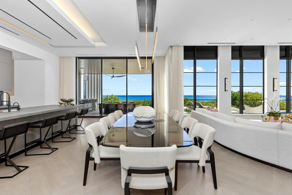 Interior, Living room, Pendant Lights, Recessed Lighting, Water, Wood Texture Flooring