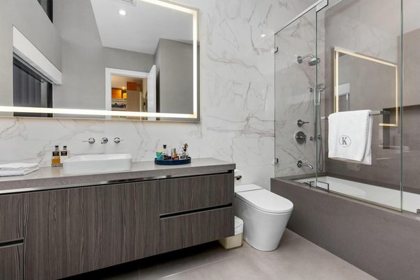 Bathroom, Glass Shower, Interior, Marble Walls