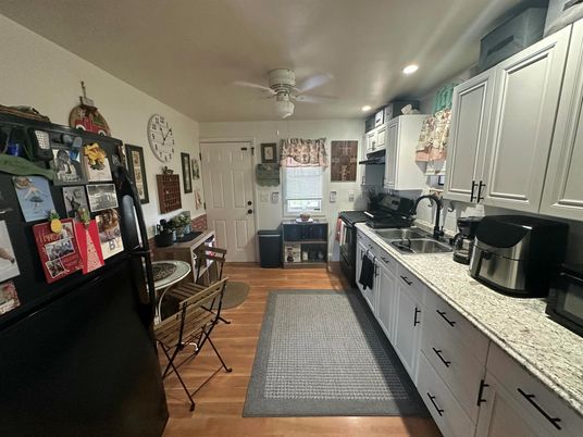 Interior, Kitchen, Recessed Lighting, Wood Texture Flooring