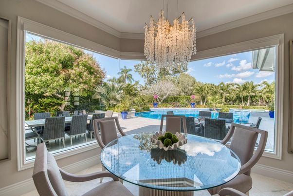 Chandelier, Dining room, Interior, Pool