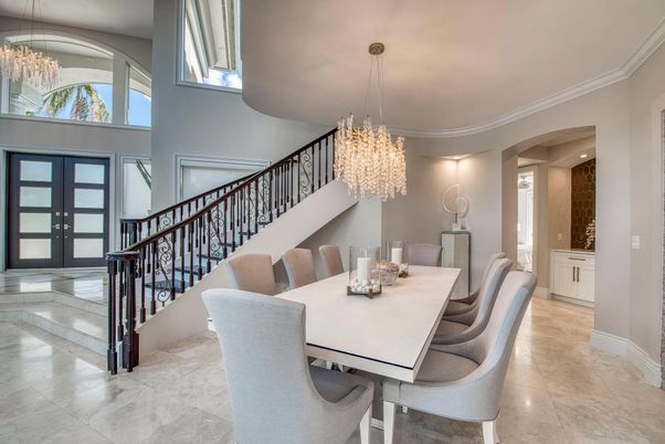 Chandelier, Dining room, Interior, Recessed Lighting