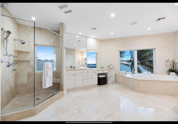 Bathroom, Glass Shower, Interior, Recessed Lighting