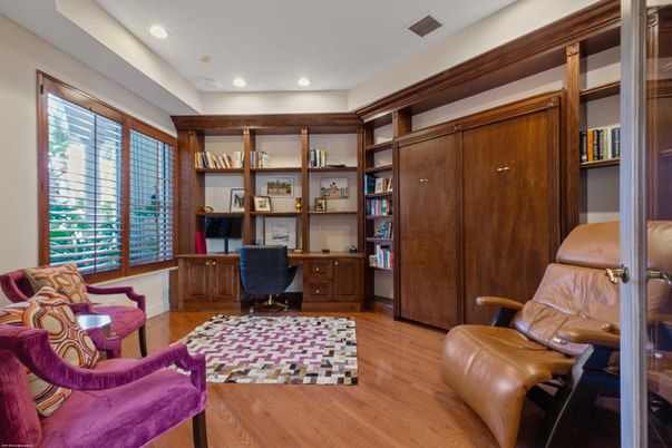 Home Office, Interior, Recessed Lighting, Wood Texture Flooring
