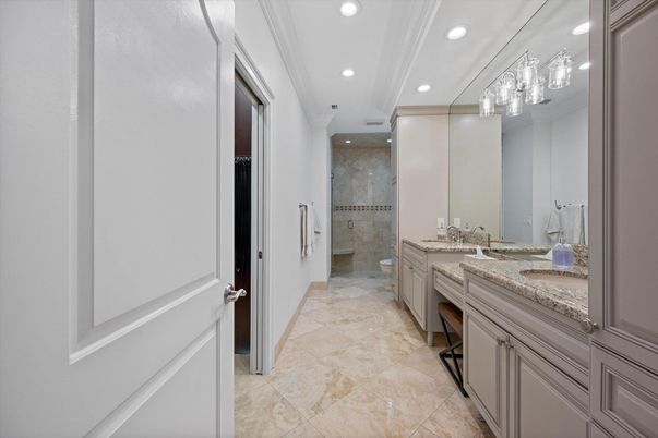 Bathroom, Glass Shower, Interior, Recessed Lighting
