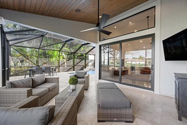 Dining room, Glass Ceilings, Interior, Living room, Recessed Lighting, Sun Room, Wooden Ceilings