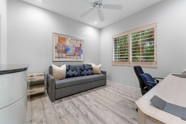 Home Office, Interior, Recessed Lighting, Wood Texture Flooring