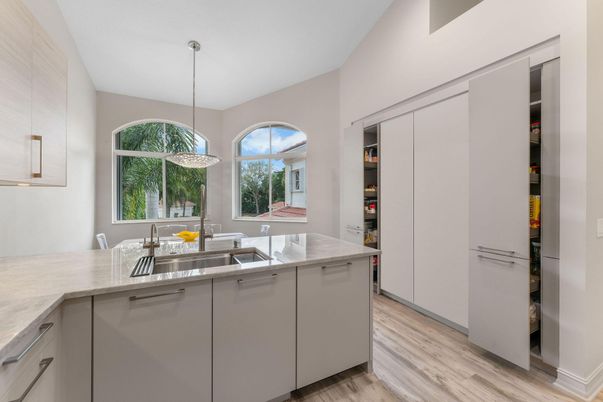 Interior, Kitchen, Pendant Lights, Wood Texture Flooring
