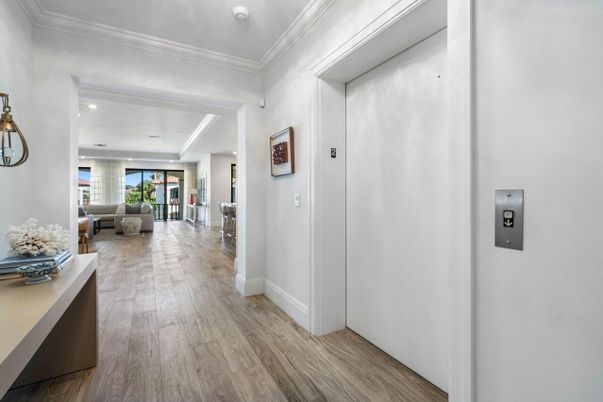 Elevator, Interior, Recessed Lighting, Wood Texture Flooring