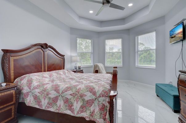 Bedroom, Interior, Marble, Recessed Lighting