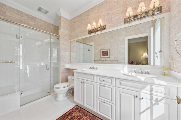 Bathroom, Dual Sink Vanities, Glass Shower, Interior