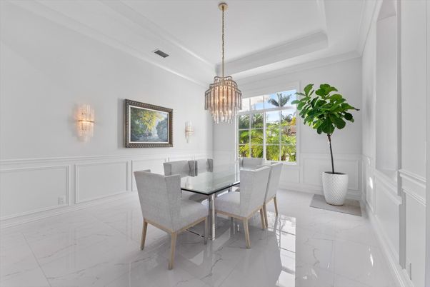 Chandelier, Dining room, Interior, Marble