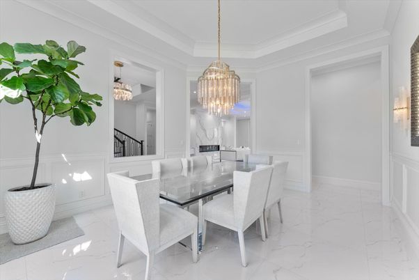 Chandelier, Dining room, Interior, Marble