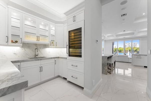 Interior, Kitchen, Marble, Marble Walls, Recessed Lighting