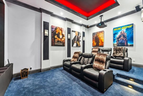 Home Theatre Room, Interior, Projection Screen, Recessed Lighting, Theatre Room