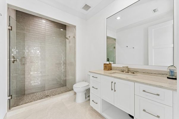 Bathroom, Glass Shower, Interior, Recessed Lighting