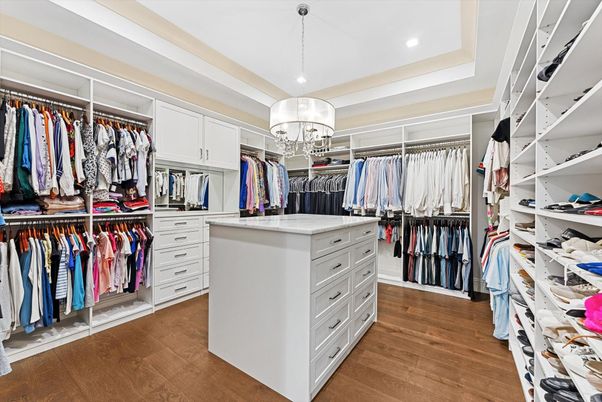 Chandelier, Interior, Recessed Lighting, Walk-in Closets, Wood Texture Flooring