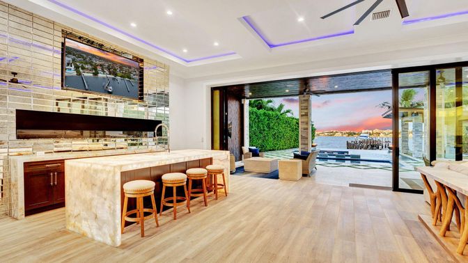 Interior, Kitchen, Recessed Lighting, Wood Texture Flooring