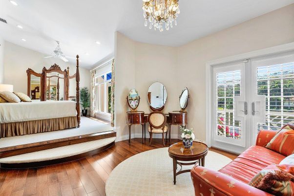 Bedroom, Chandelier, Interior, Living room, Recessed Lighting, Wood Texture Flooring