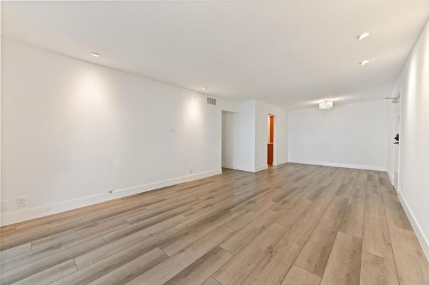 Chandelier, Empty room, Interior, Recessed Lighting, Wood Texture Flooring