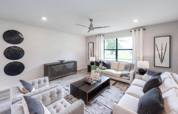 Interior, Living room, Recessed Lighting, Wood Texture Flooring