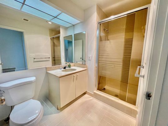 Bathroom, Glass Shower, Interior, Recessed Lighting