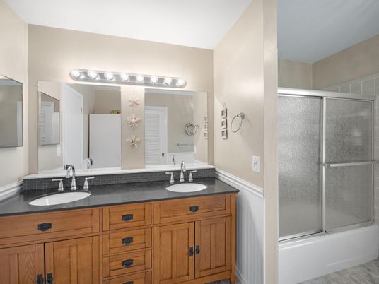Bathroom, Dual Sink Vanities, Glass Shower, Interior