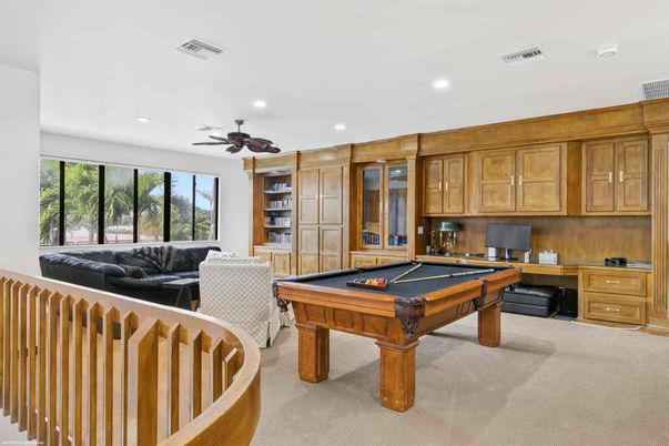 Billiard Table, Game Room, Interior, Recessed Lighting, Wooden Walls